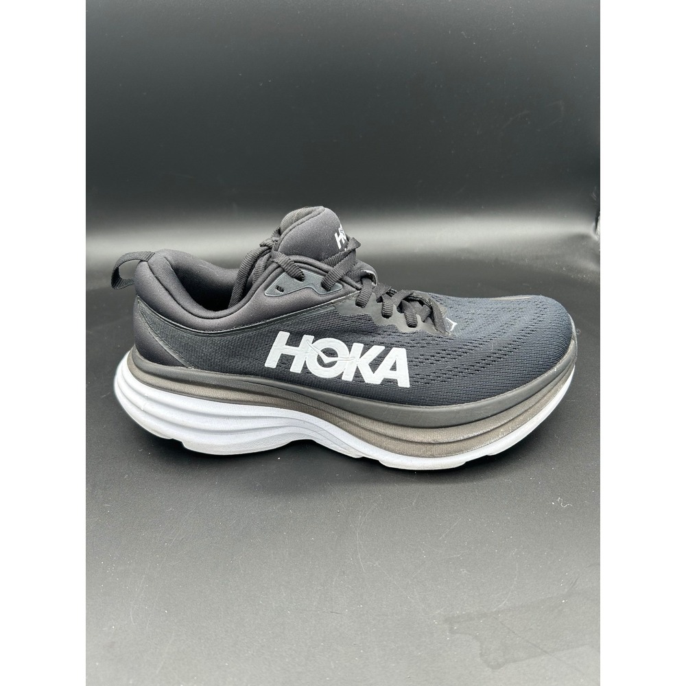 Hoka Bondi 8 Womens Running Shoes Black White 1127952 Size 7.5 B